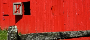 Bright Red Barn Window