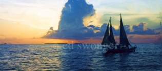 Key West Sunset with Sailboat Enhanced