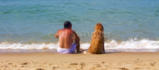 Peter and Mack from Behind at Beach Enhanced