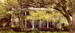 White House and Trees in Spring, Savannah Enhanced