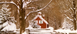 Red House in Snow Enhanced