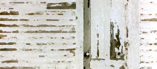 White Wall and Door with Chipped Paint Enhanced