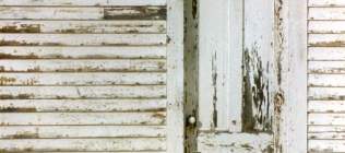 White Wall and Door with Chipped Paint