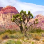 Red Rock Canyon Mountains and Joshua Tree Enhanced