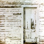 White Wall and Door with Chipped Paint Enhanced